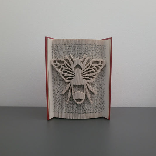 A picture of a Book fold with a Bee on the front