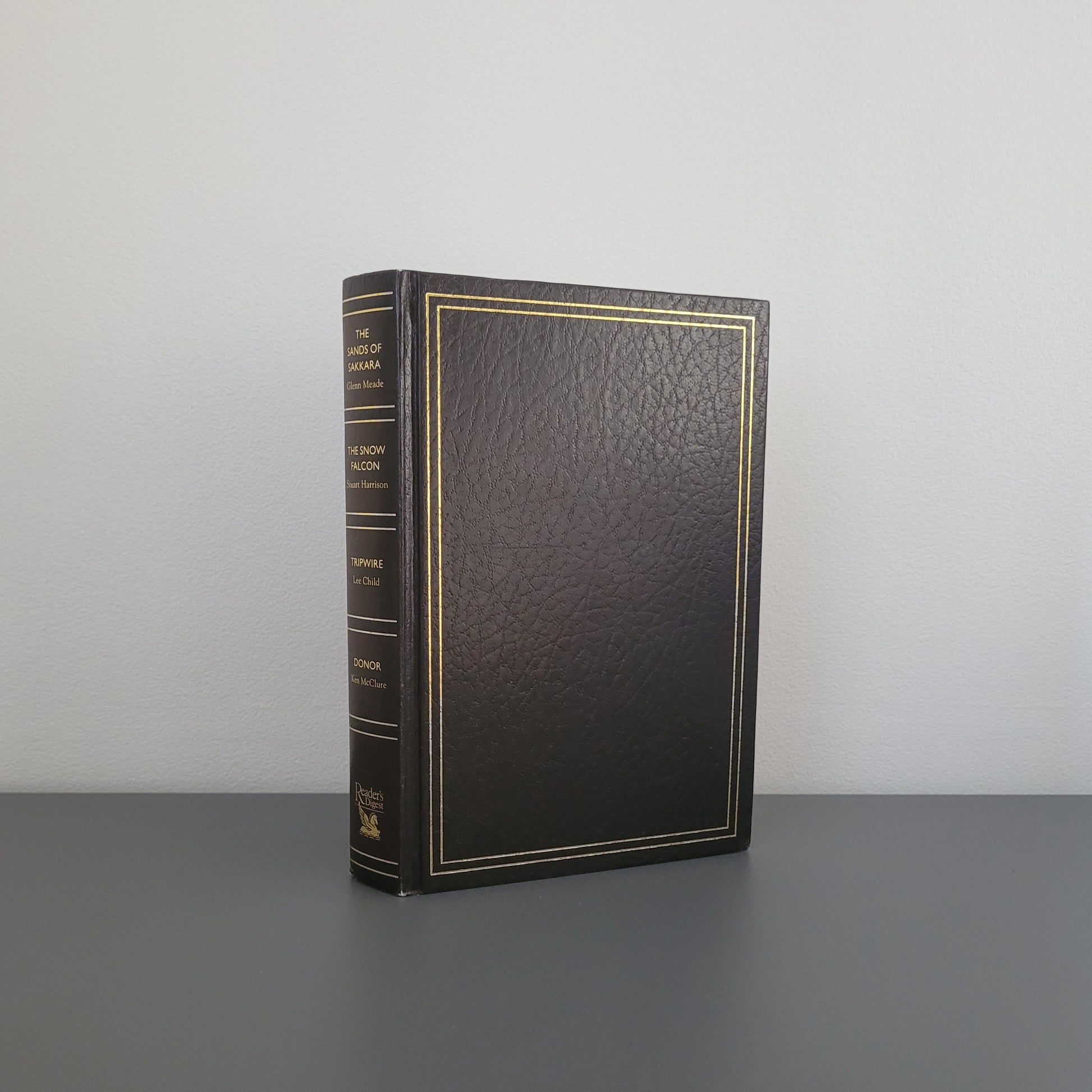 A picture of the front of the book fold - made on a brown hardback with a gold border.